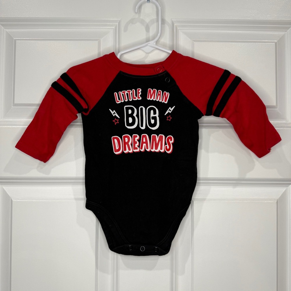 Garanimals Little Man Big Dreams Baby Bodysuit Red Black Size 3-6‎ Months